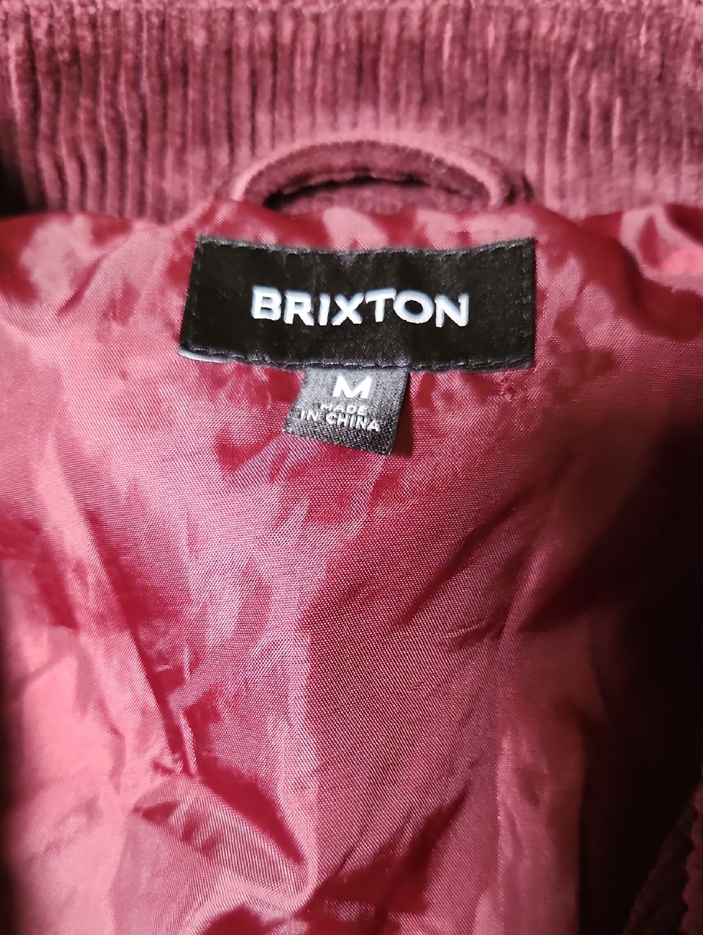 Brixton Burgundy/Plum Corduroy Zip Jacket with Logo Patch - Picture 6 of 11